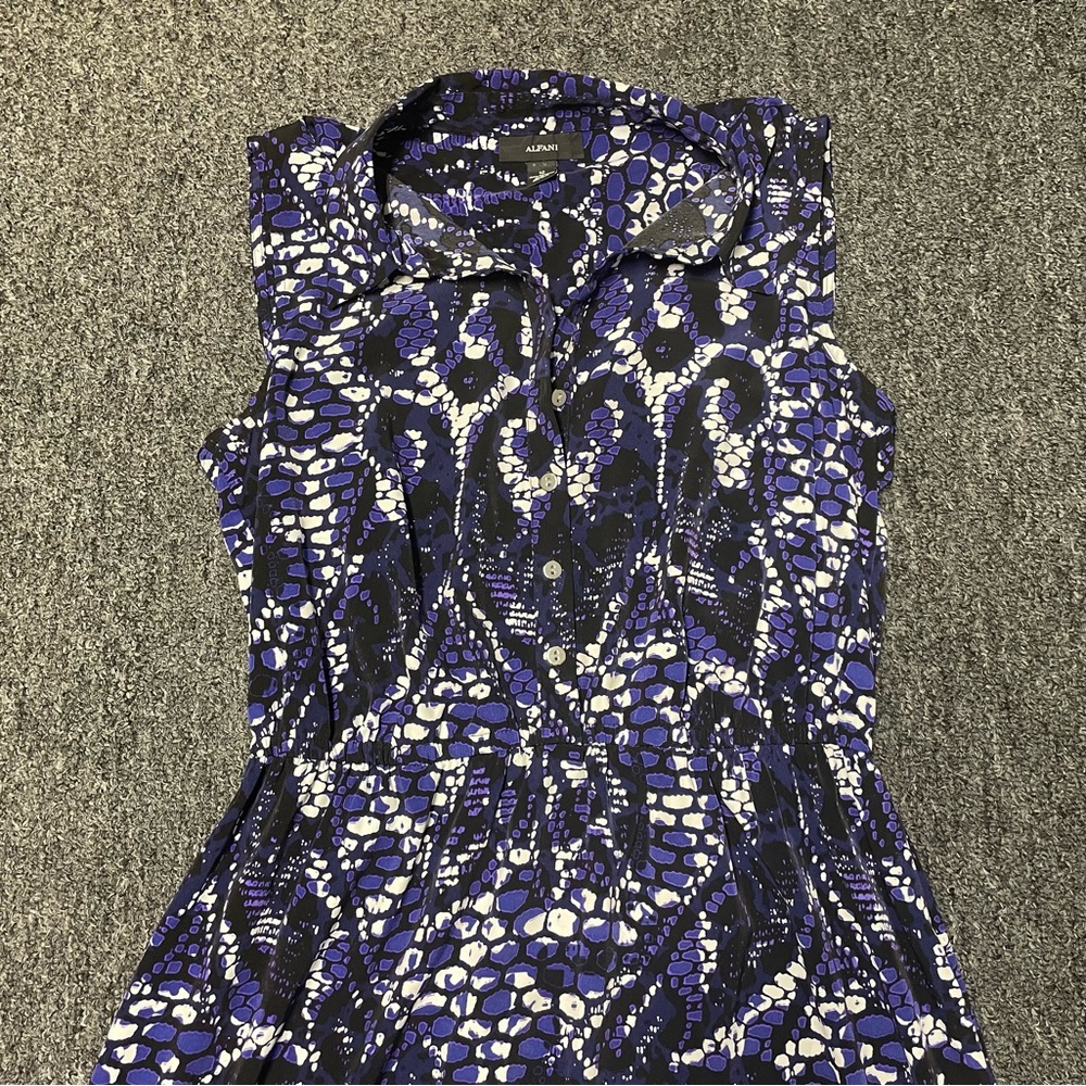 Alfani Purple & Black Sleeveless Button Down Collared Dress Size 12 - Picture 4 of 9